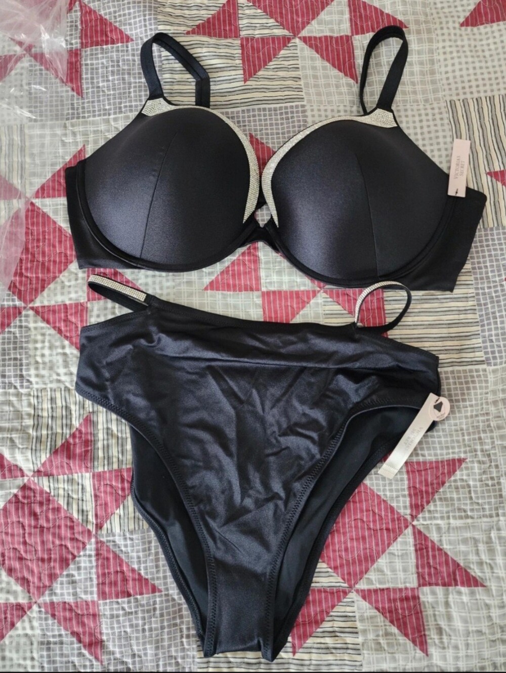 Victoria Secret Black Rhinestone Swim